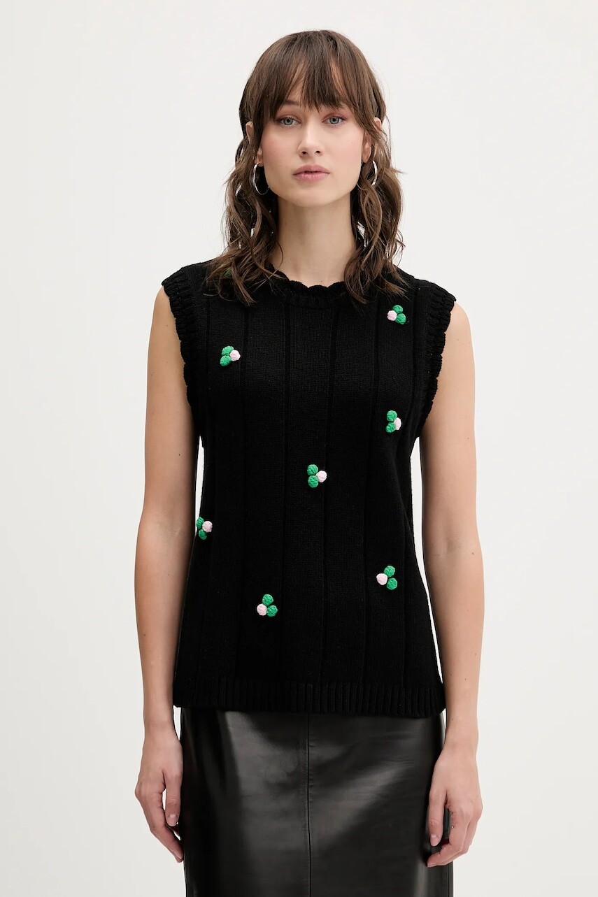 Vesta s prímesou vlny Stine Goya 0 čierna farba, SG-AW25-K043-2359