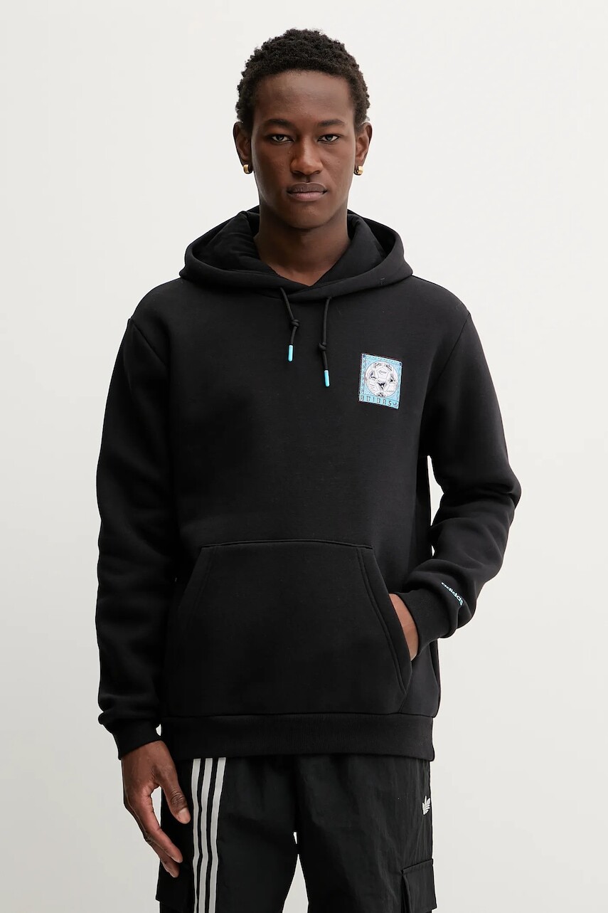 Mikina adidas Originals Graphic čierna farba, s kapucňou, s nášivkou, JX3096