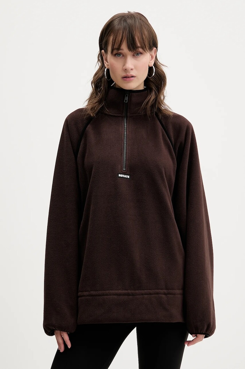 Fleecová mikina Rotate hnedá farba, jednofarebná, 1153681667