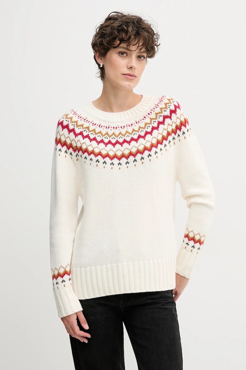 Sveter s prímesou vlny Barbour béžová farba, LKN1437