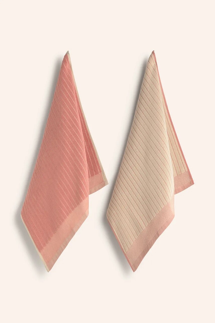 Bavlnená kuchynská utierka Calma House Lisboa 50 x 50 cm 2-pak ružová farba