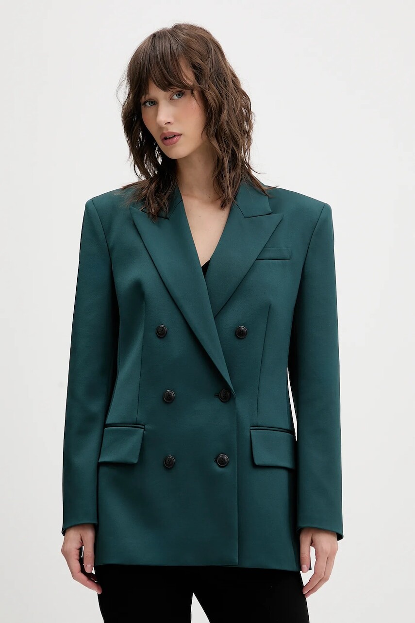 Sako HUGO zelená farba, dvojradové, jednofarebné, 50547643