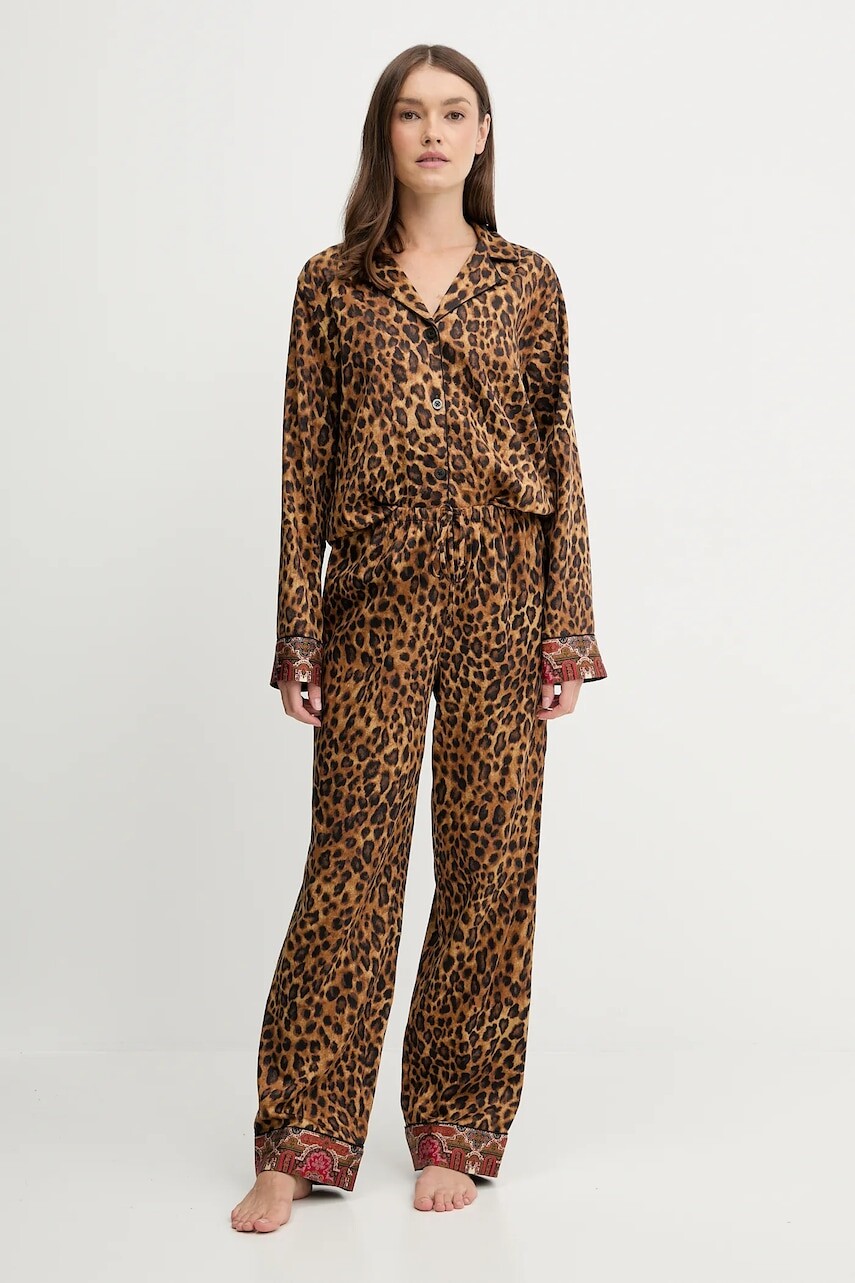 Pyžamo Lauren Ralph Lauren dámske, hnedá farba, ILN92460