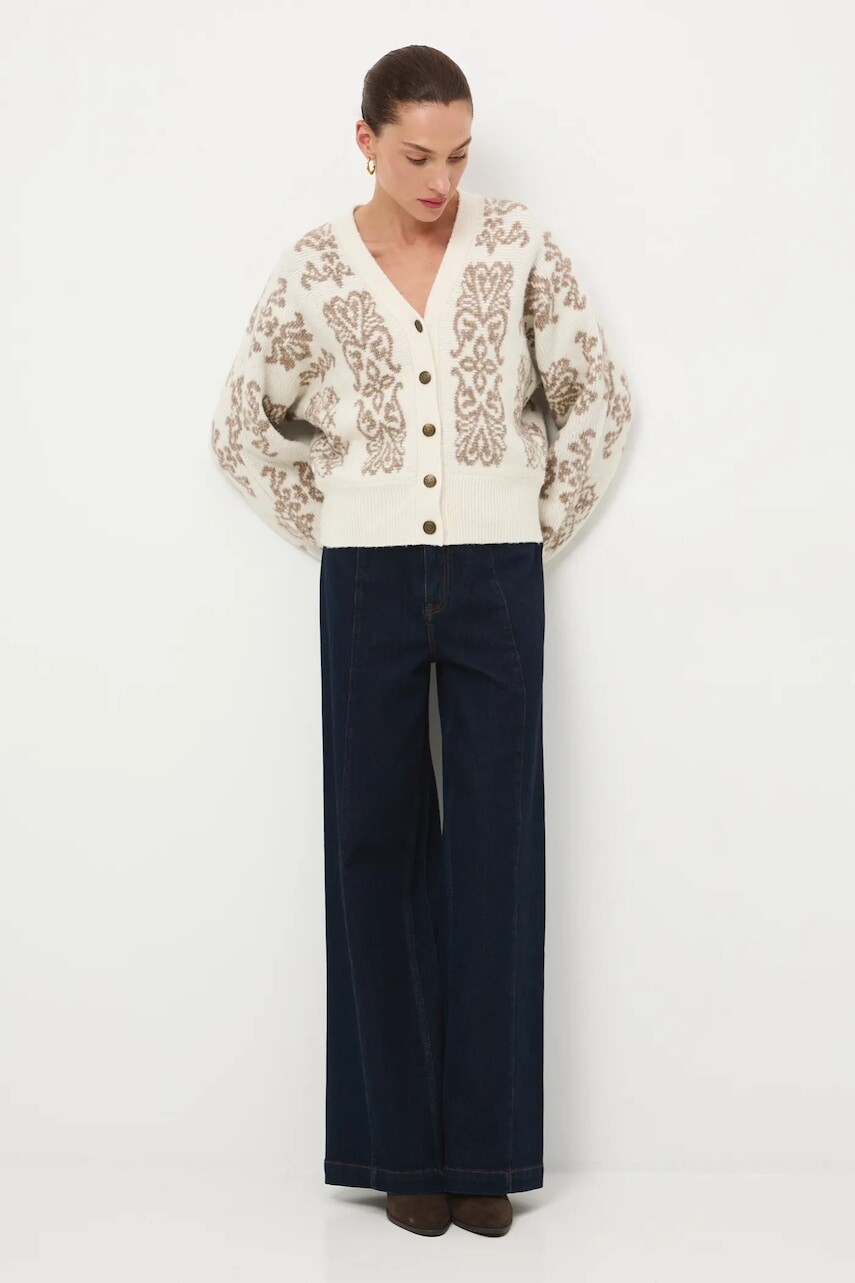 Kardigán s prímesou vlny Medicine béžová farba