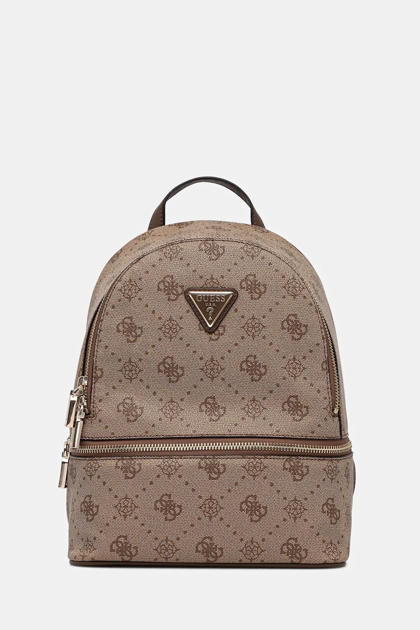 Ruksak Guess SILIA dámsky, béžová farba, malý, vzorovaný, TWGP98 90032