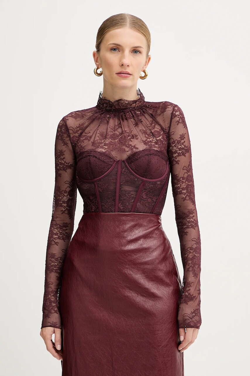 Body Retrofete Valentina fialová farba, s nášivkou, FW24-10322