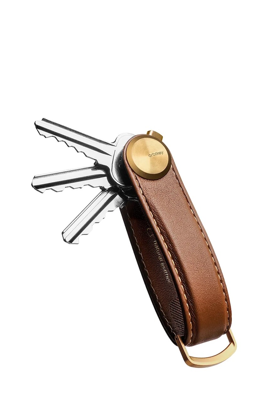 Kľúčenka Orbitkey Pro Leather 9,3 cm hnedá farba