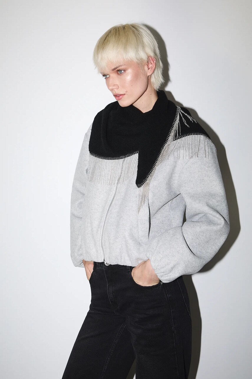 Šál s prímesou vlny Medicine čierna farba, jednofarebná