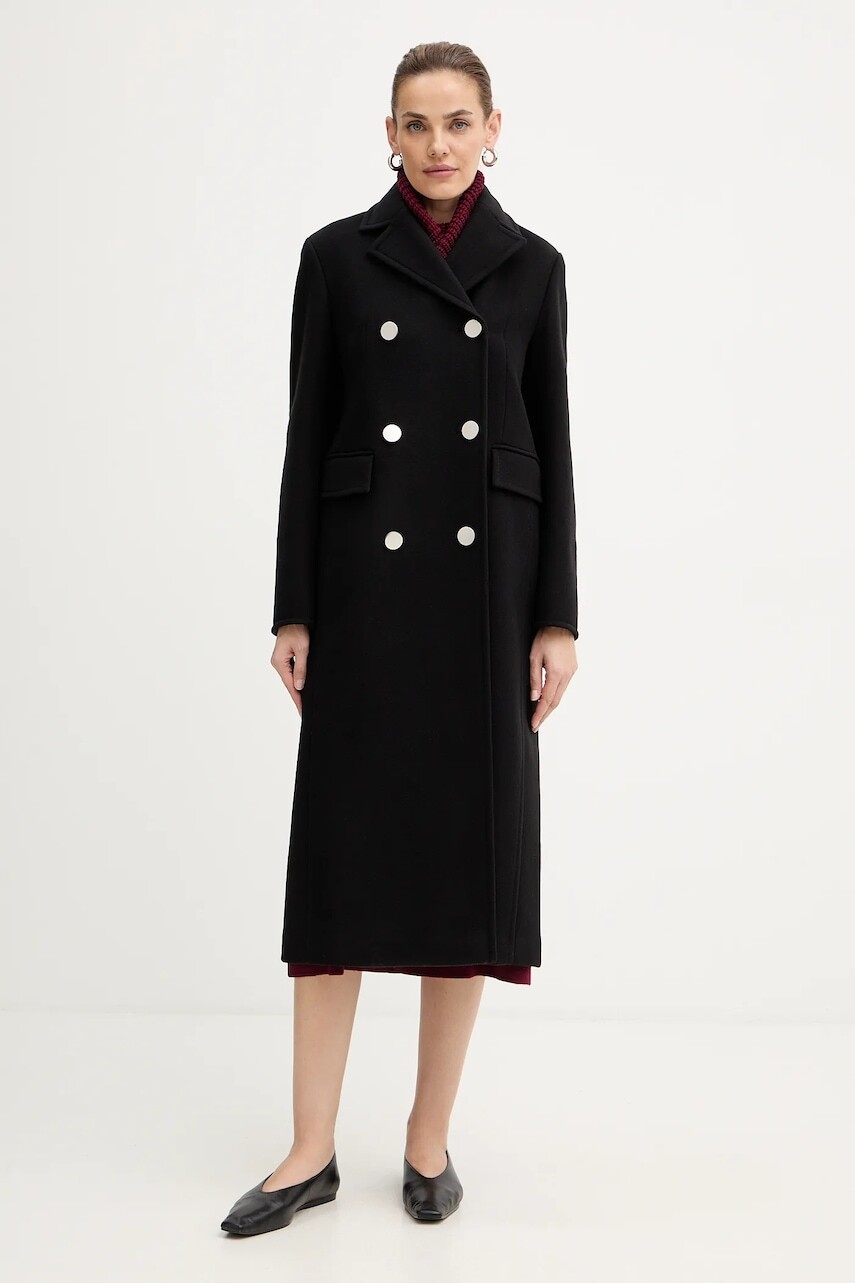 Kabát s prímesou vlny MAX&Co. čierna farba, 2526016034200