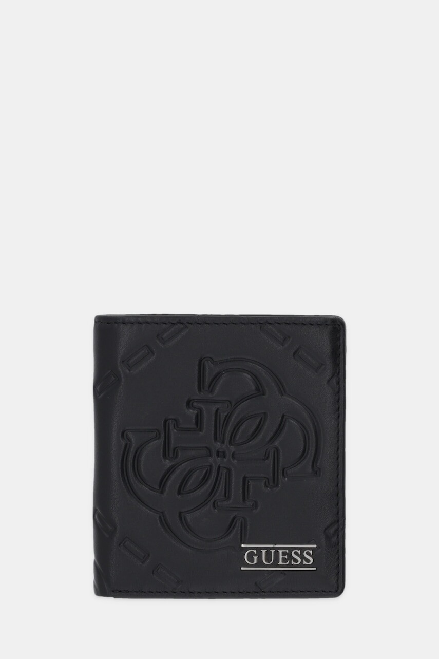 Kožená peňaženka Guess BOSTON čierna farba, SMBOMG LEA18