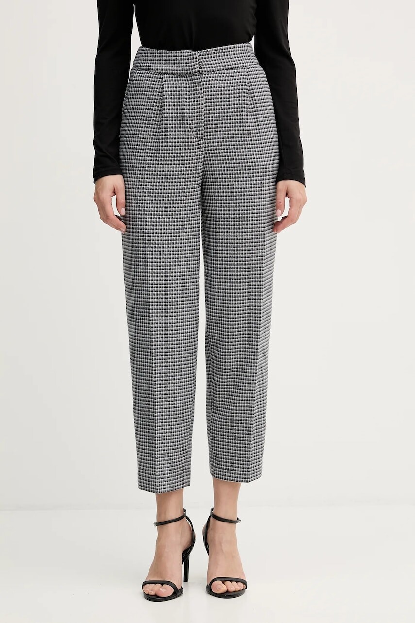 Nohavice United Colors of Benetton čierna farba, rovný strih, vysoký pás, 44BWDF0AE