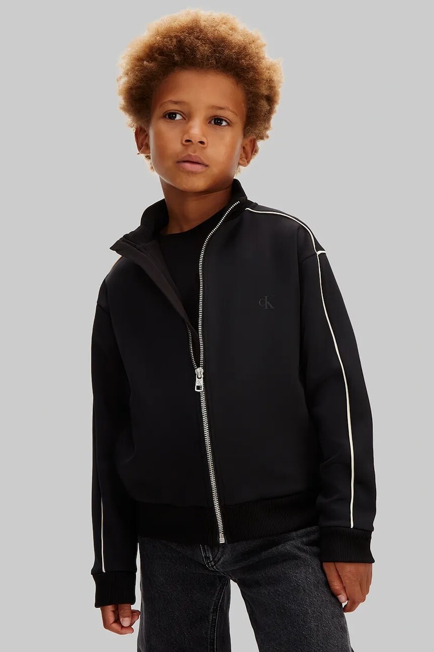 Detská mikina Calvin Klein Jeans čierna farba, jednofarebná, IB0IB02631