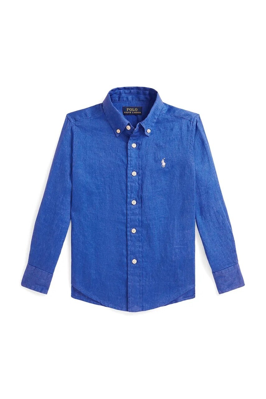 Ľanová košeľa Polo Ralph Lauren modrá farba, 322967600500