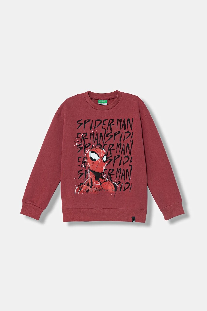Detská mikina United Colors of Benetton červená farba, s potlačou, 3EB5C10RM
