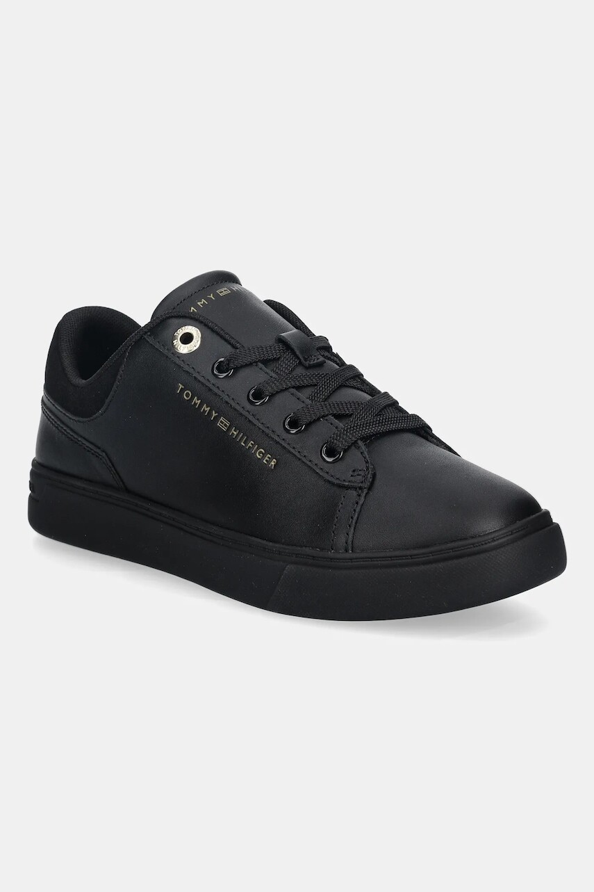 Kožené tenisky Tommy Hilfiger CASUAL CUPSOLE SNEAKER čierna farba, FW0FW09020