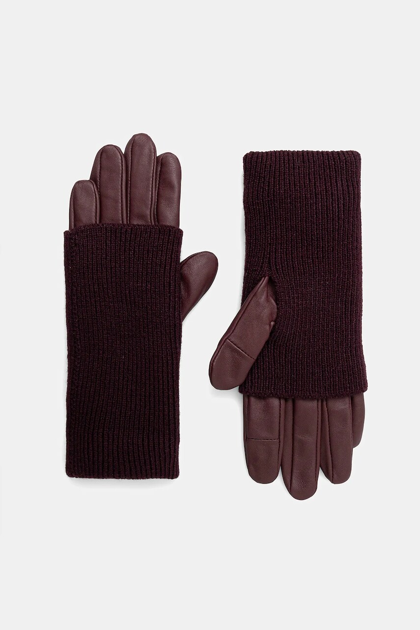 Kožené rukavice Medicine bordová farba