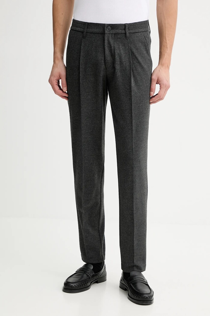 Nohavice s prímesou vlny Marc O'Polo šedá farba, 530022110134