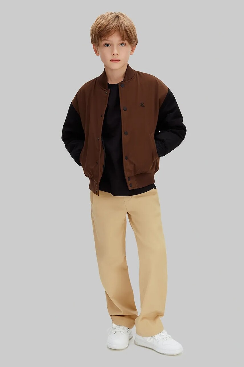 Detské nohavice Calvin Klein Jeans béžová farba, jednofarebné, IB0IB02604