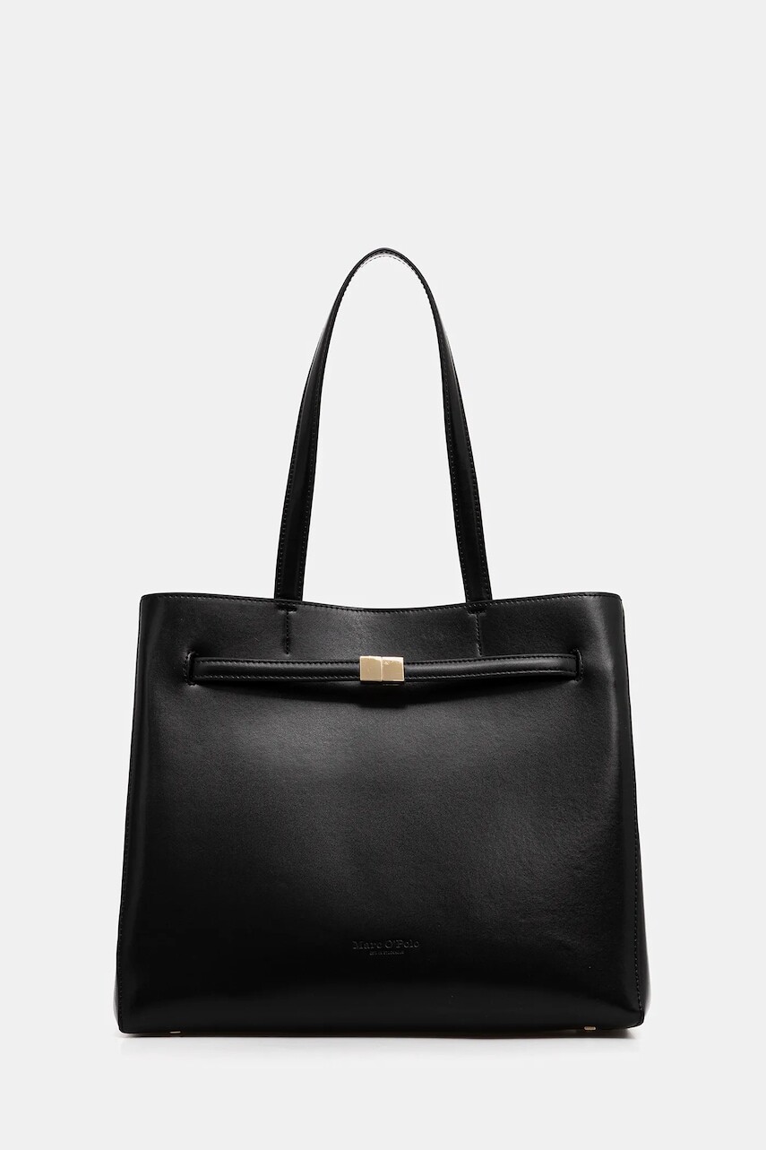 Kožená kabelka Marc O'Polo čierna farba, 5000009275