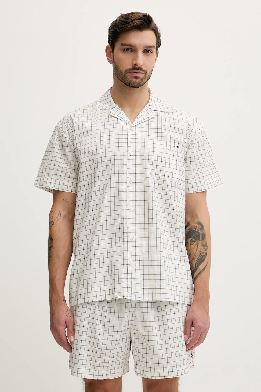 Bavlnené pyžamo Tommy Hilfiger béžová farba, UM0UM03684