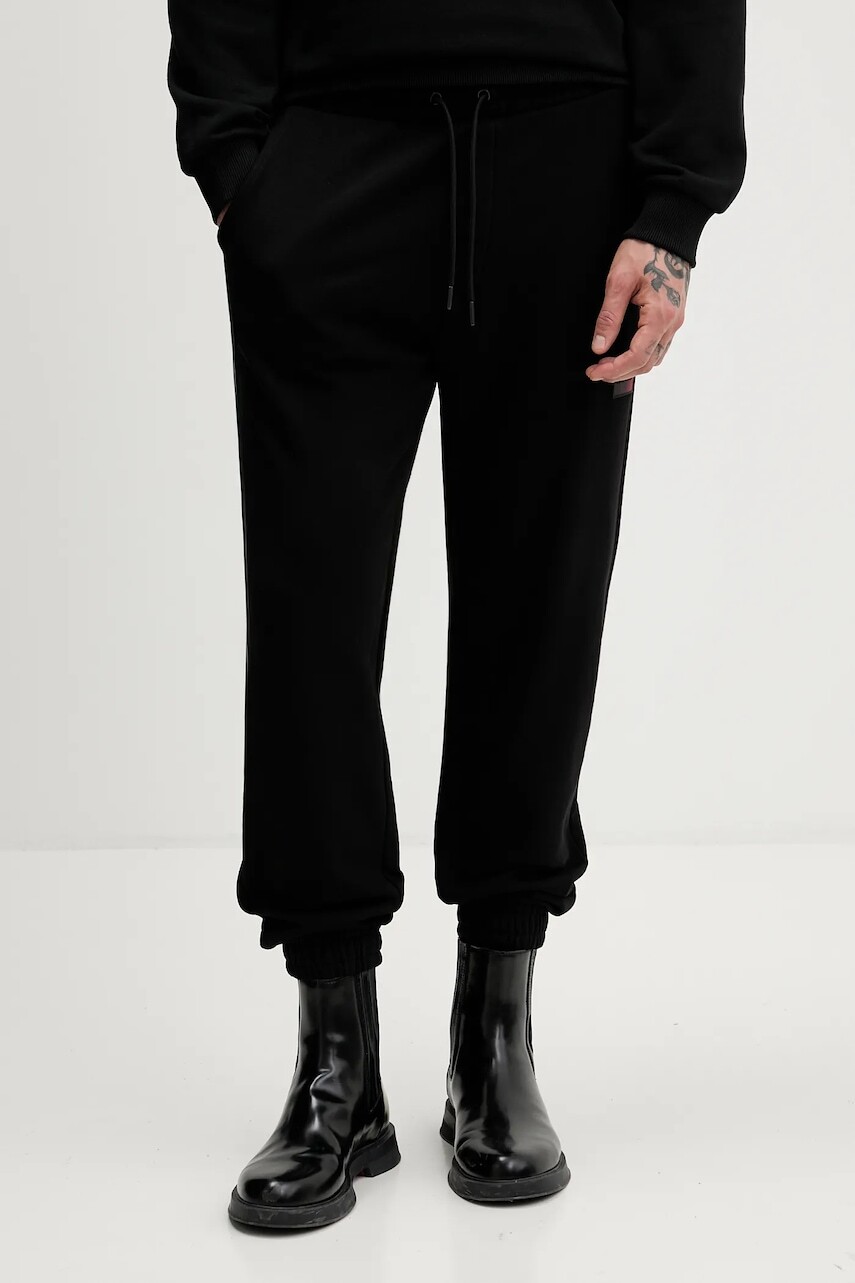 Bavlnené tepláky HUGO čierna farba, jednofarebné, 50553146