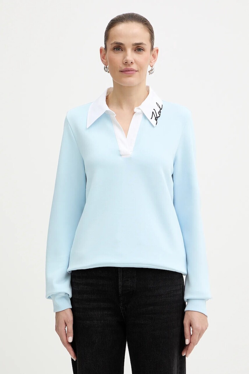 Mikina Karl Lagerfeld modrá farba, jednofarebná, B1W20020