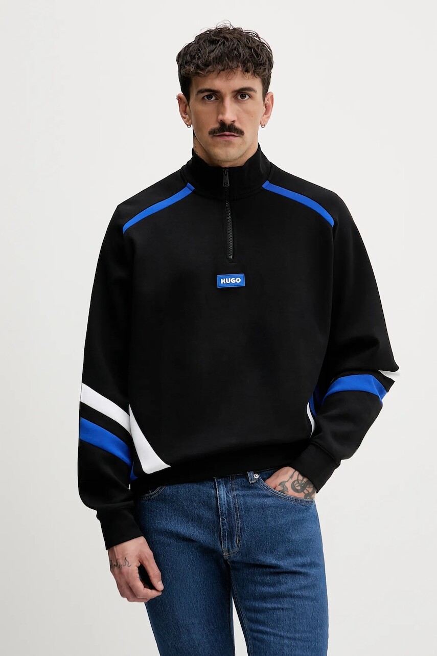 Mikina Hugo Blue čierna farba, vzorovaná, 50553141