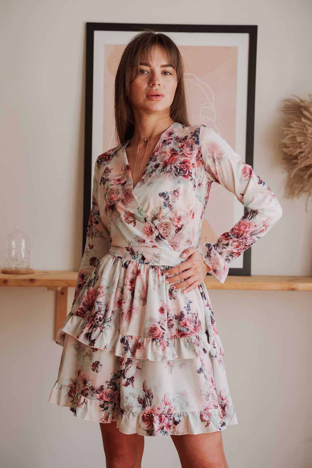 Numoco Farebné kvetinové krátke šaty Veľkosť: S