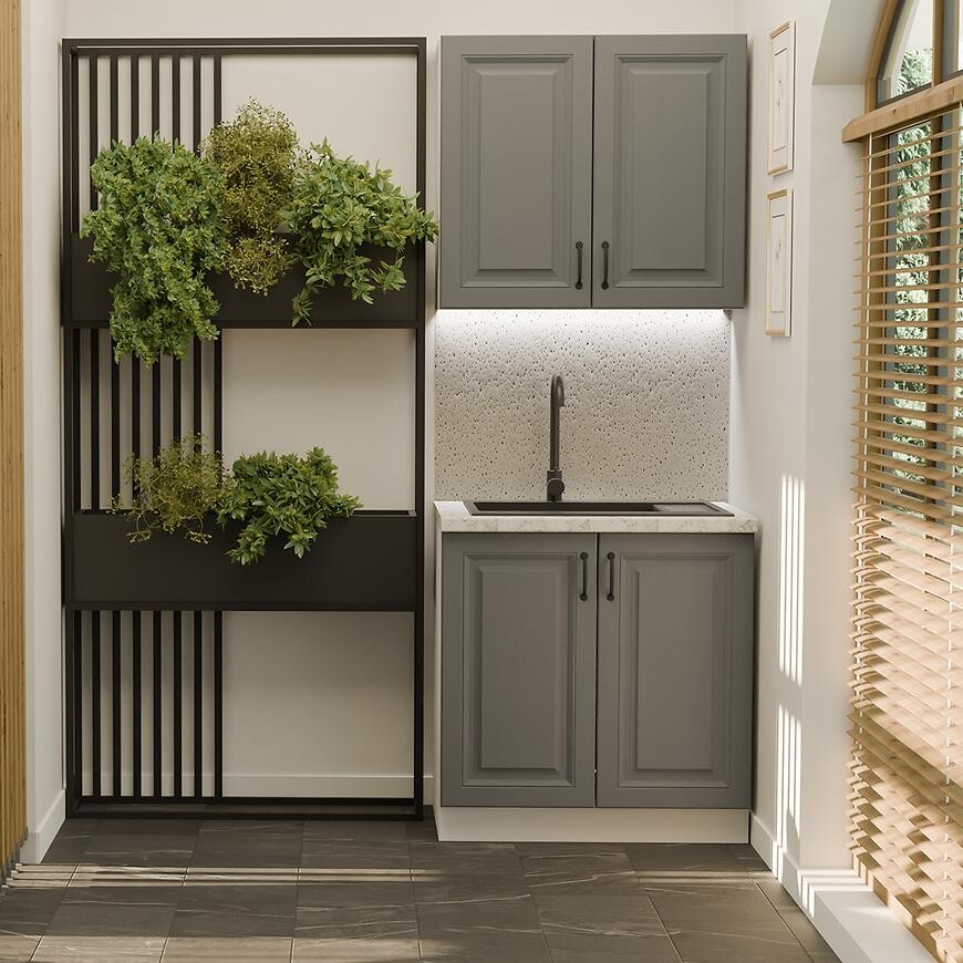 Kuchynská Linka Stilo dust grey/biela 80 cm bez pracovnej dosky