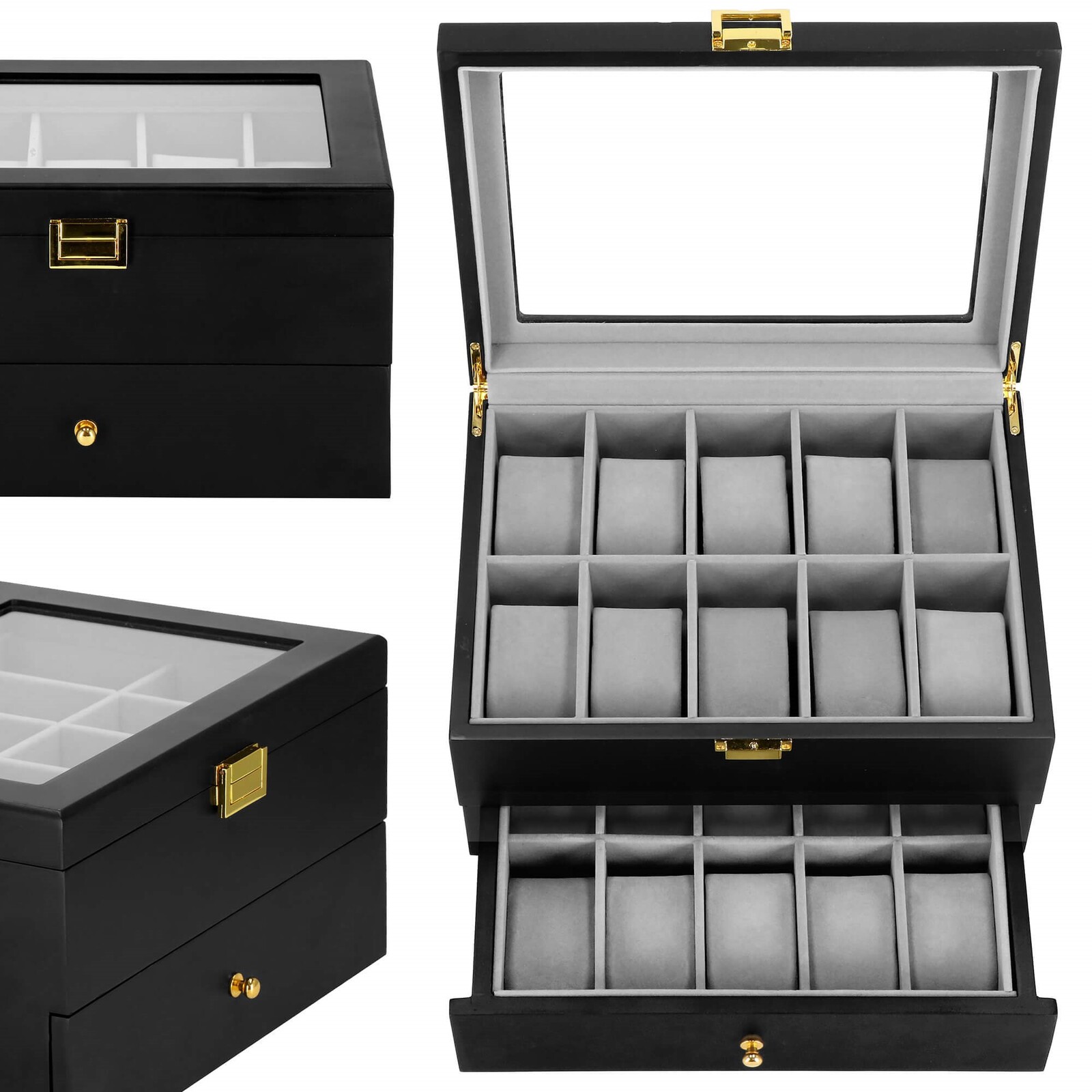 Puzdro na 20ks hodiniek - čierne