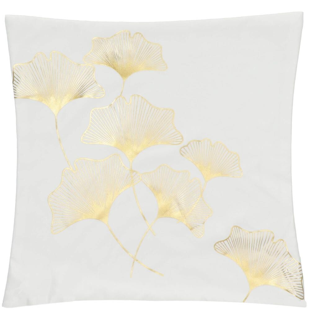 Obliečka na vankúš - 40x40cm - zlaté listy na bielej