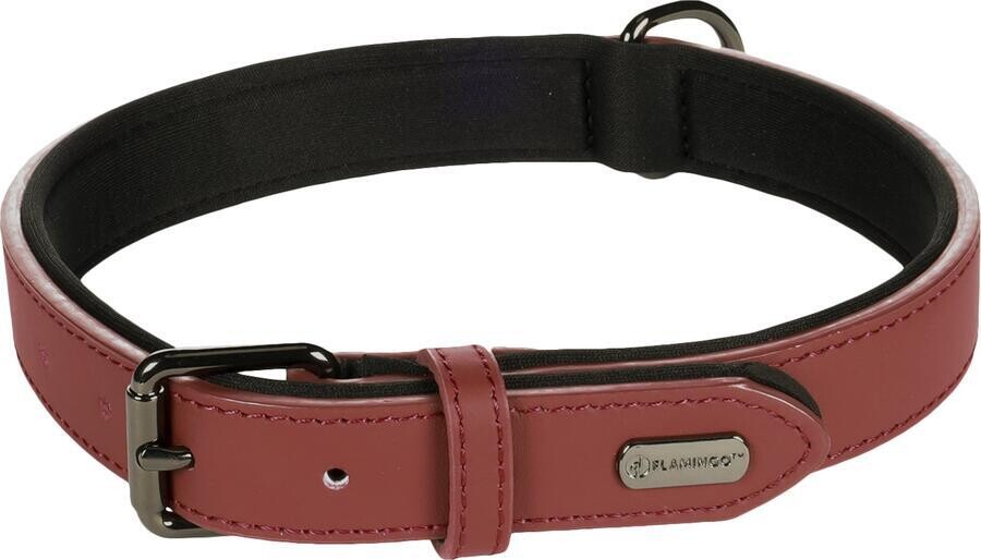 Flamingo Binti Kožený obojek s neoprenem Červená