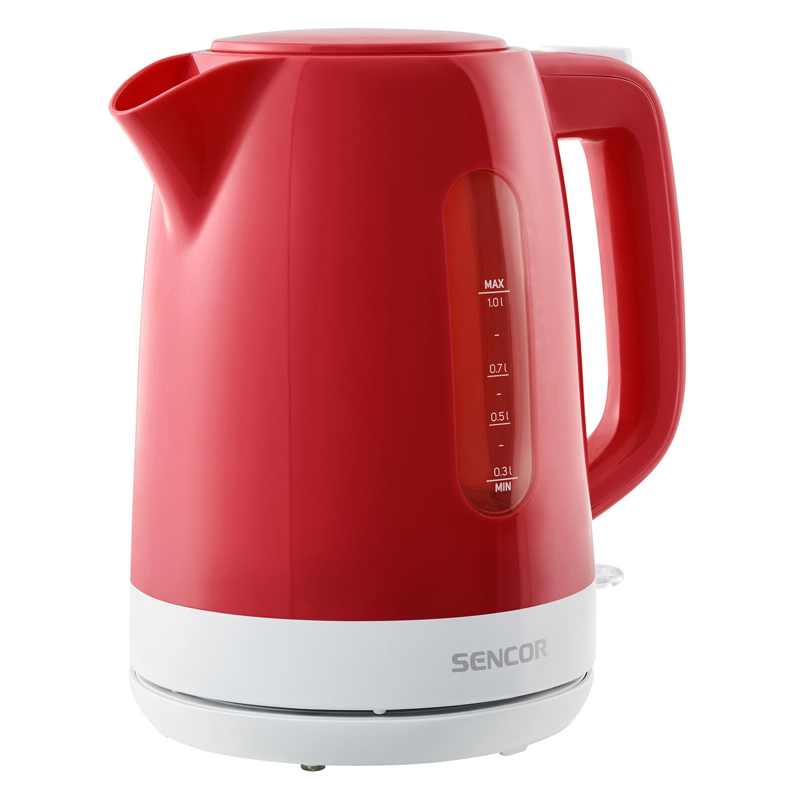 Sencor SWK 1024RD Rýchlovarná kanvica Objem 1 l, Priehľadný ukazovateľ množstva vody, Automaticky sa otvárajúce veko, .