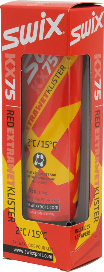 Klister Swix KX75 Red Extra Wet Klister +2°C to +15°C, 55g vosk 55 g