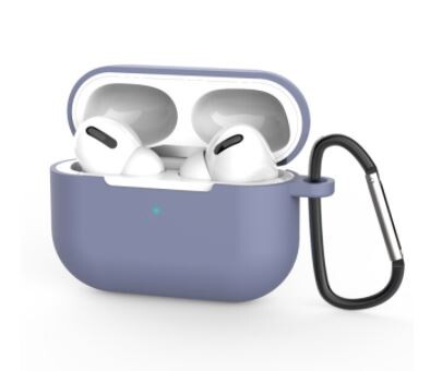 Silikónové púzdro pre Airpods Pro s karabínou - Sivo modrá