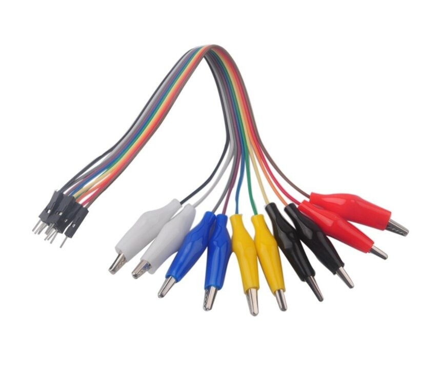 DuPont kábel M s krokosvorkami - Farebný, 20 cm, 10 kusov