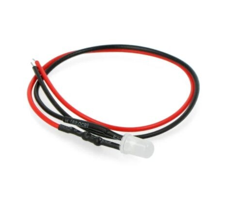 LED dióda s rezistorom na vodiči - Biela, 5 mm 12 - 18V