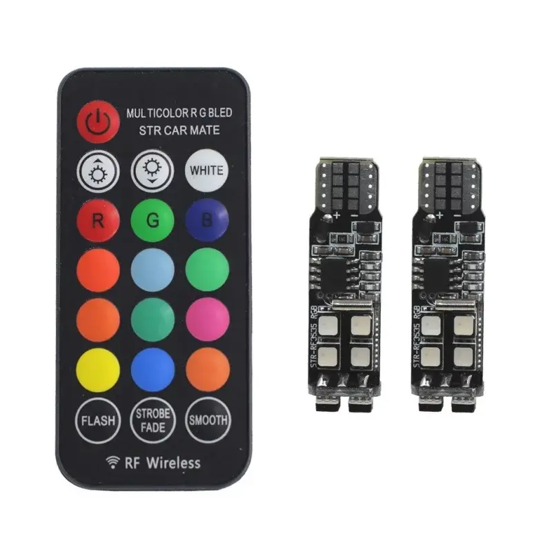 RGB T10, W5W, 10x3030 s RF ovládačom, možnosť nastavenia farby