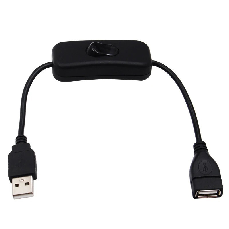 Kábel USB 2.0 s vypínačom, 30cm, čierny
