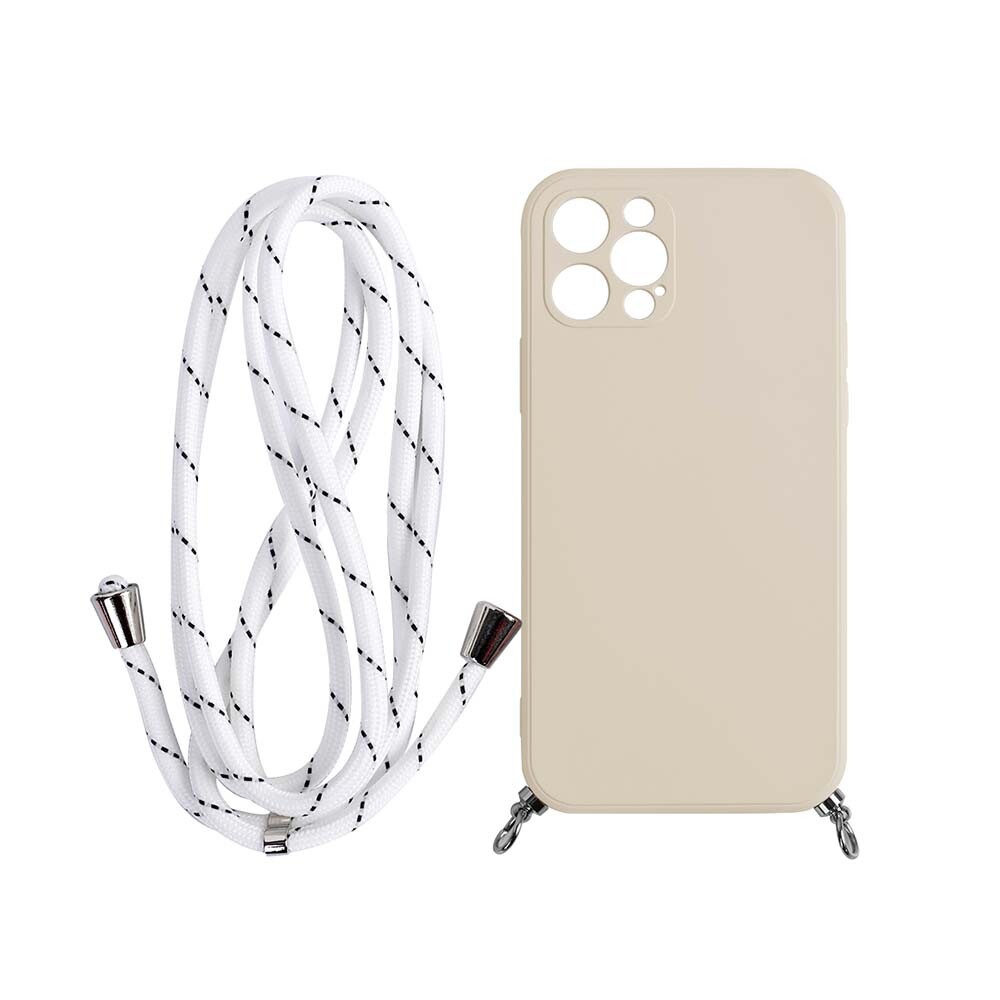 Silikónový obal na iPhone so šnúrkou - Bežový Model: iPhone X