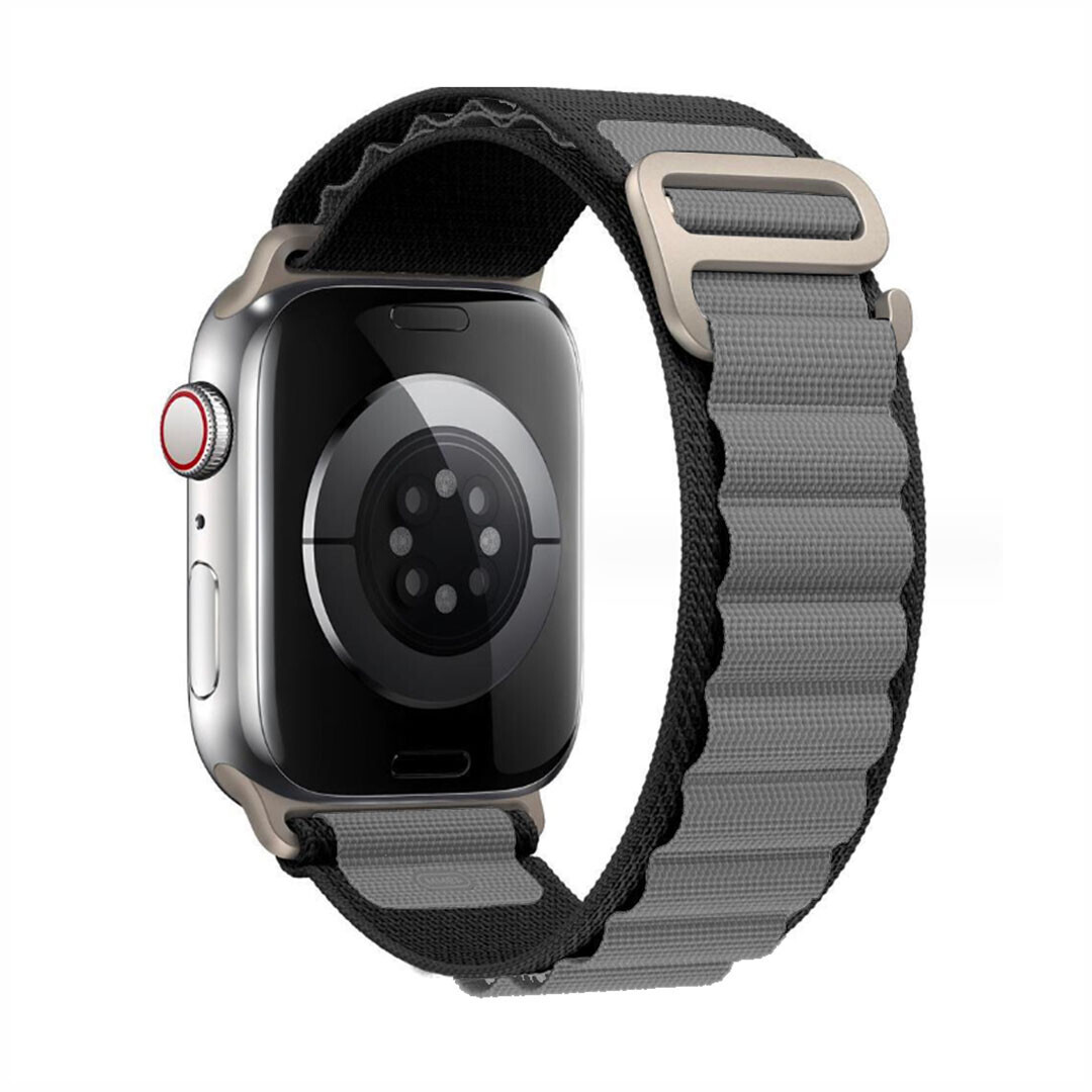 Marvelli - Nylonový remienok alpský ťah na Apple Watch - Black Grey Veľkosť: 38/40/41/42mm, Farba: Čierno-šedá