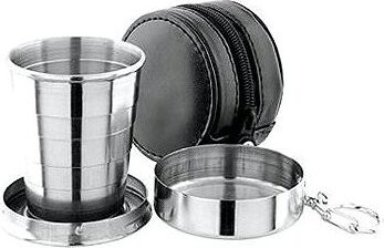 Alum Skladací nerezový pohárik s puzdrom a karabínkou