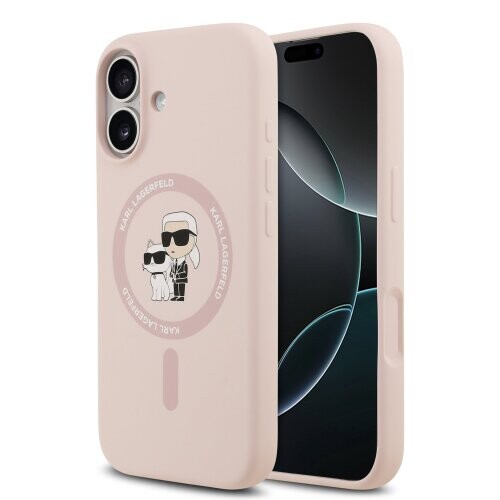 Karl Lagerfeld Liquid Silicone Karl and Choupette MagSafe Zadní Kryt pro iPhone 17 Pink