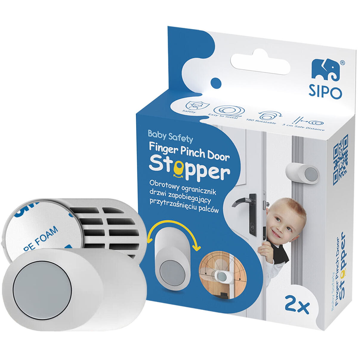 Sipo Detská otočná zarážka do dverí s nastavením polohy, 2ks