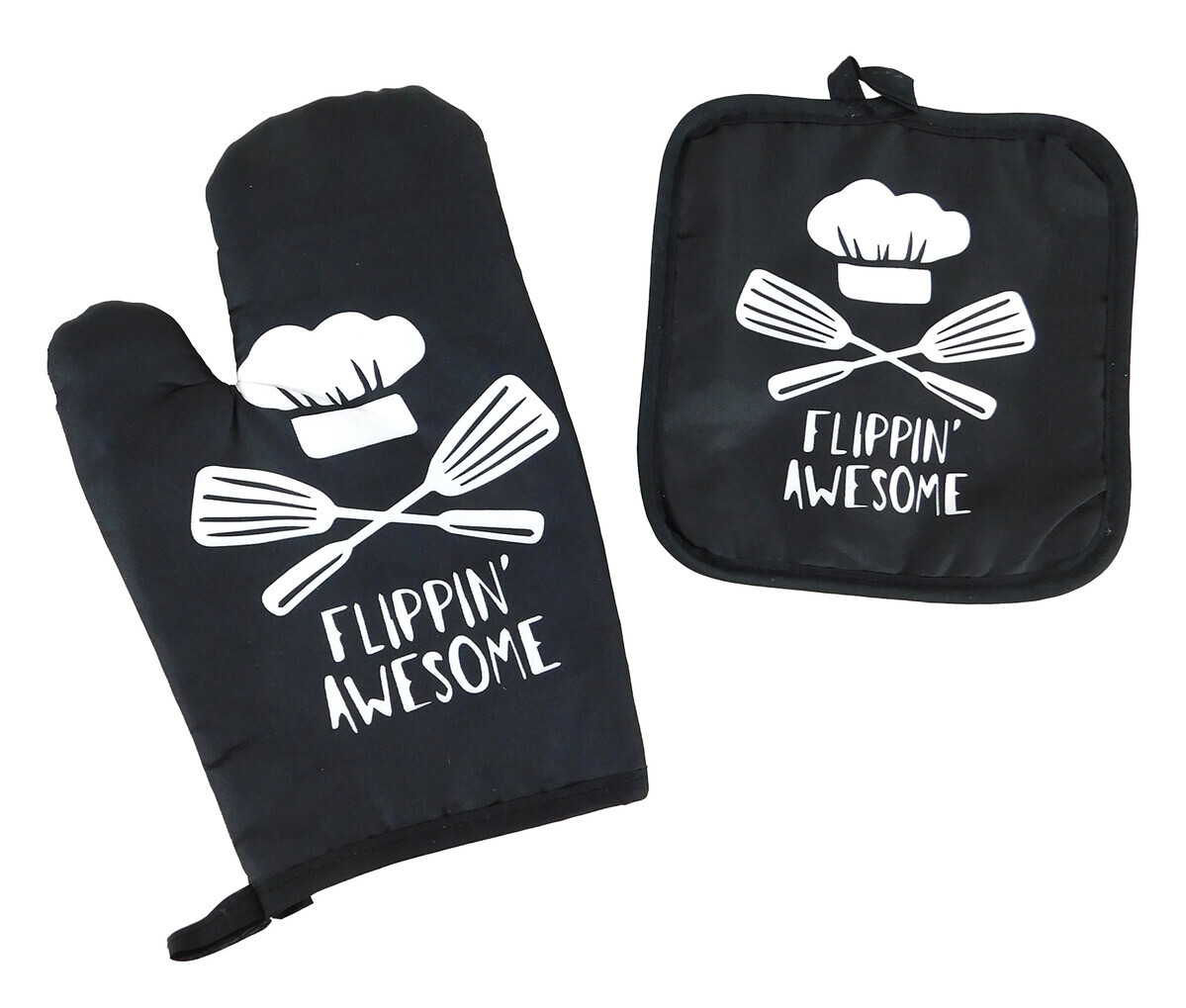 MAKRO - Chňapka sada 2ks, rukavica a podložka, čierna AWESOME