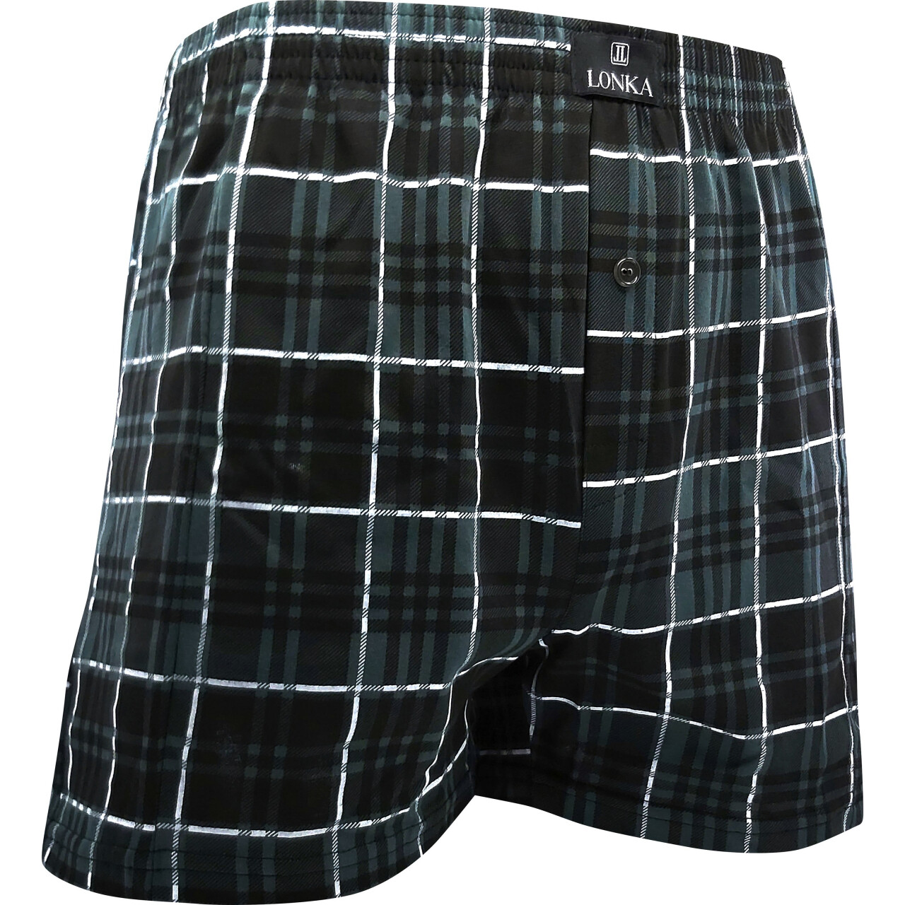 Boxerky pánske Lonka Kevin IMAGE Kocky - čierne-sivé, M