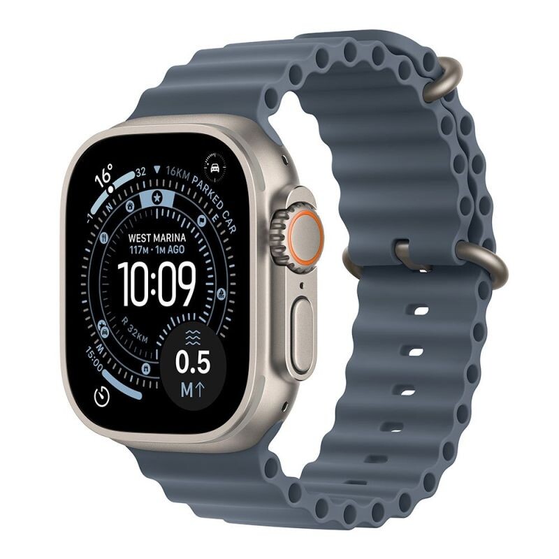 Apple Watch Ultra 3 GPS + Cellular 49mm Natural Titanium Case with Anchor Blue Ocean Band MEWH4QCA