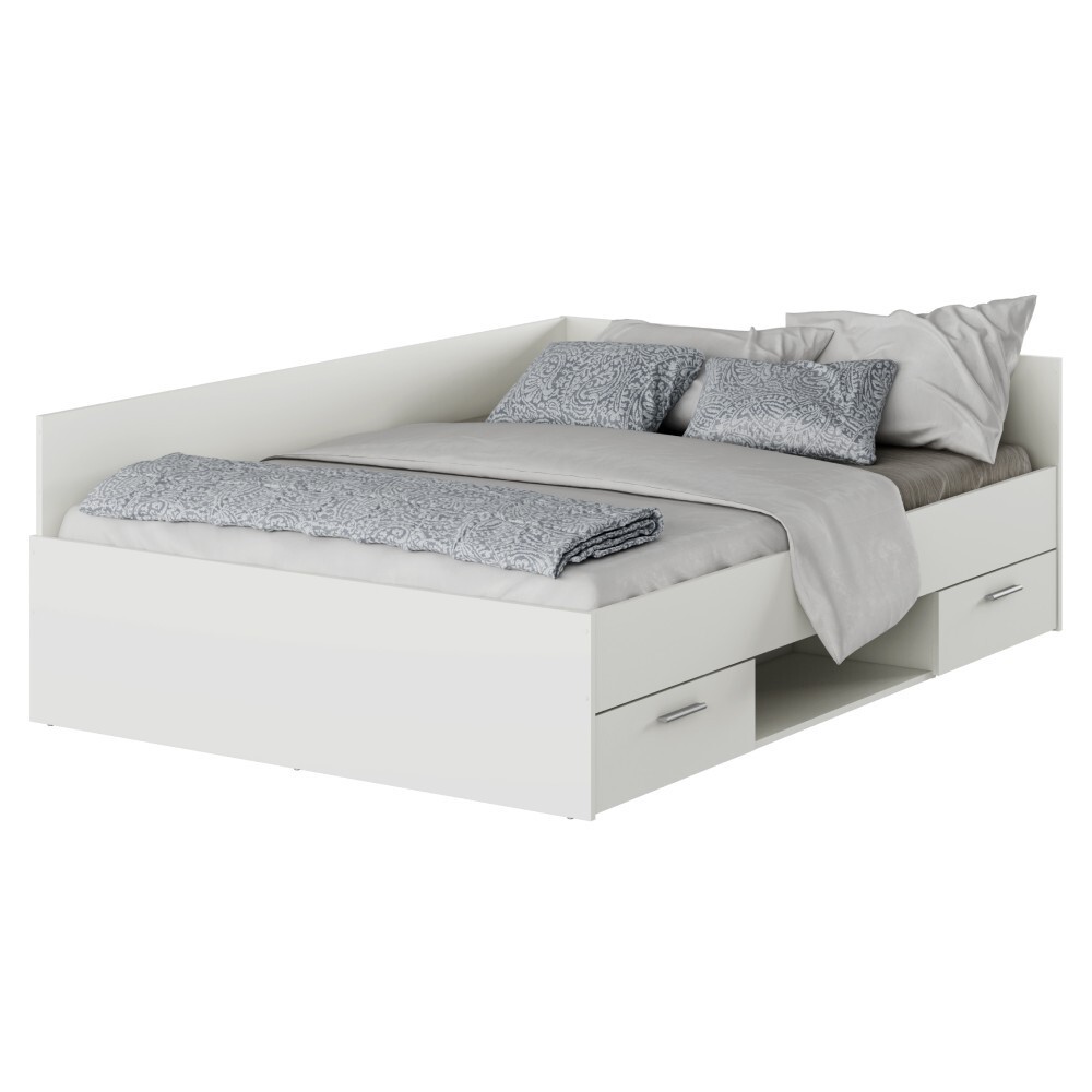 KONDELA Boat 140 posteľový rám s úložným priestorom biela