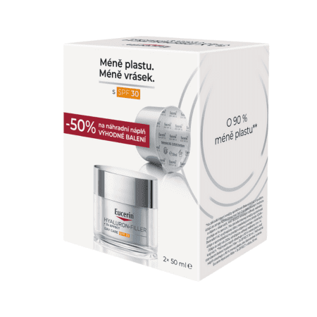 EUCERIN HYALURON-FILLER+3xEFFECT Denný krém SPF30 dóza + náhradná náplň refill 1 x 1 set