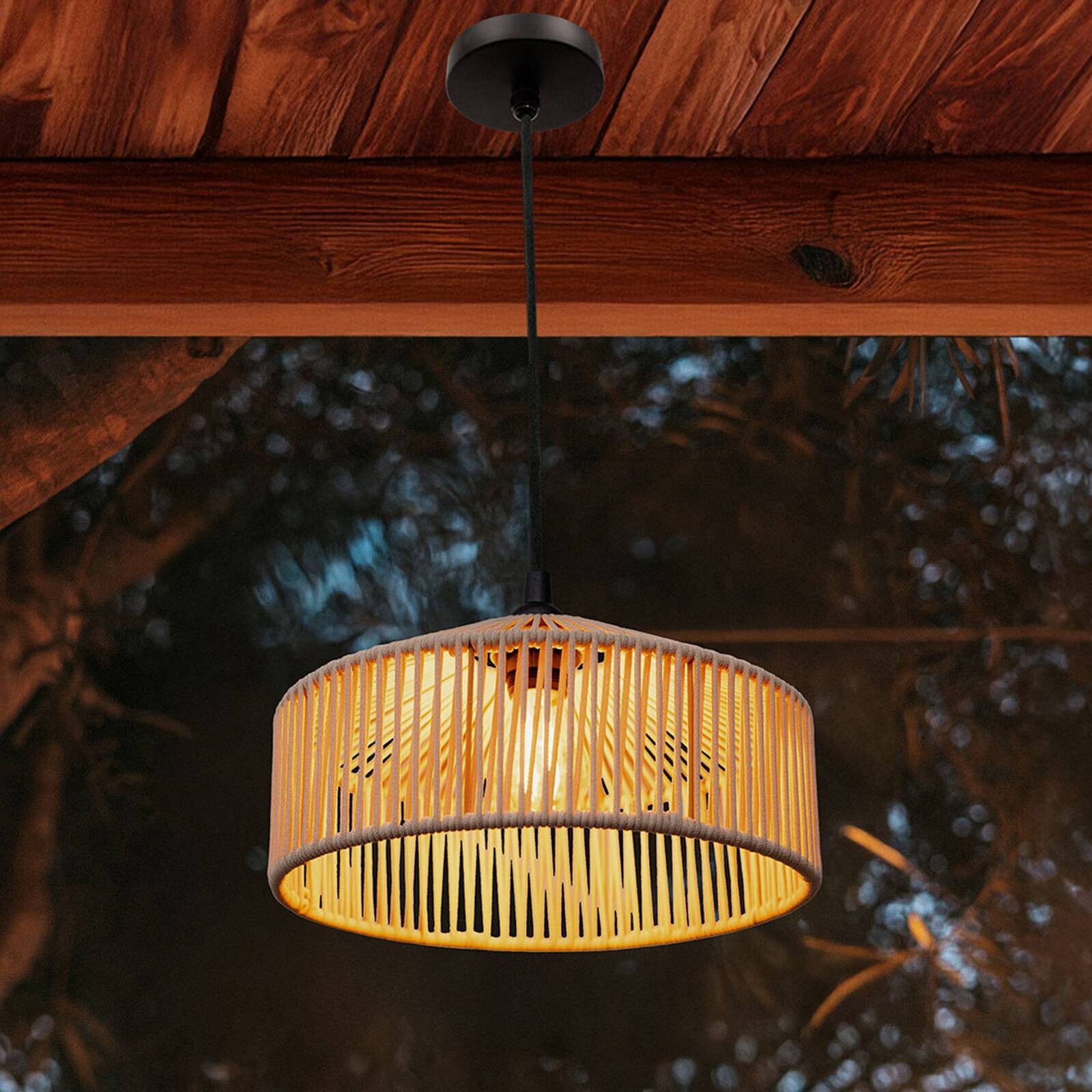 Newgarden závesné svietidlo Calabardina, biele, lanko, Ø30cm, IP44